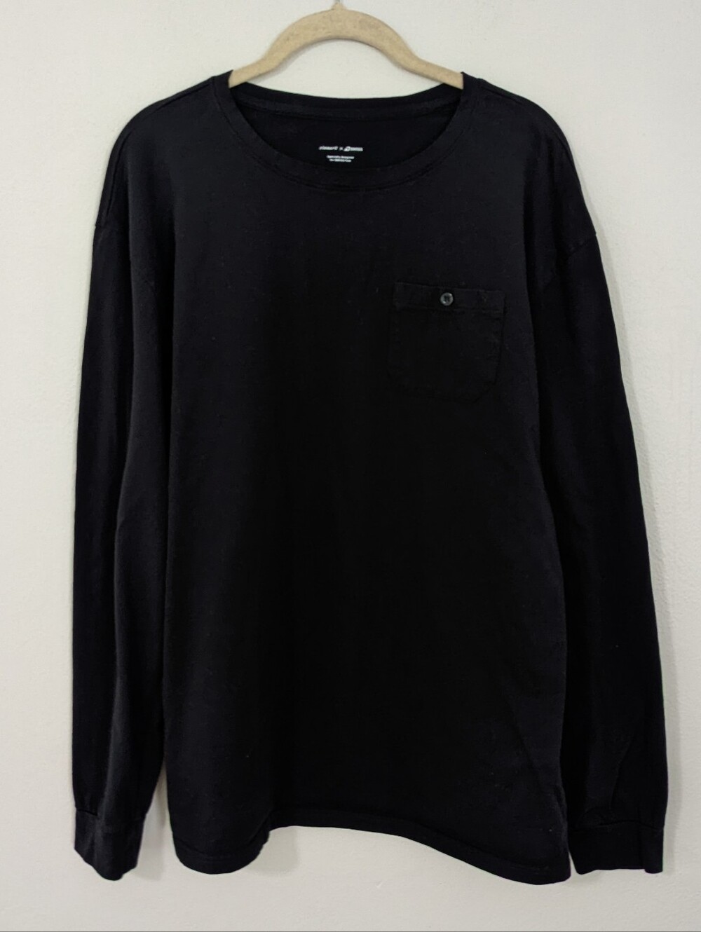 Zimmerli x Swiss Crewneck Long Sleeve Shirt Front Patch Pocket Black Medium M